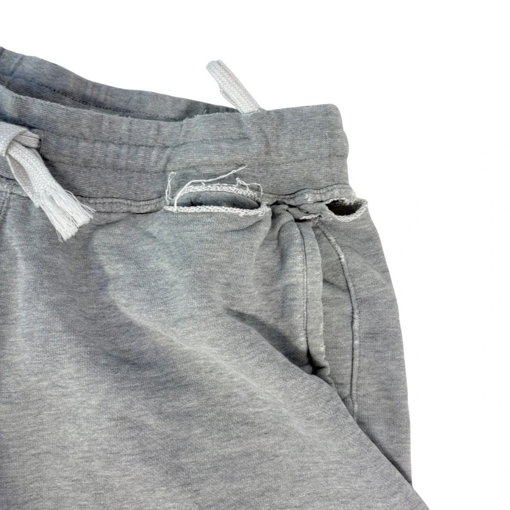 Nike Sweat Shorts Mens XL Gray Distressed Graphic Logo Raw Hem Athletic